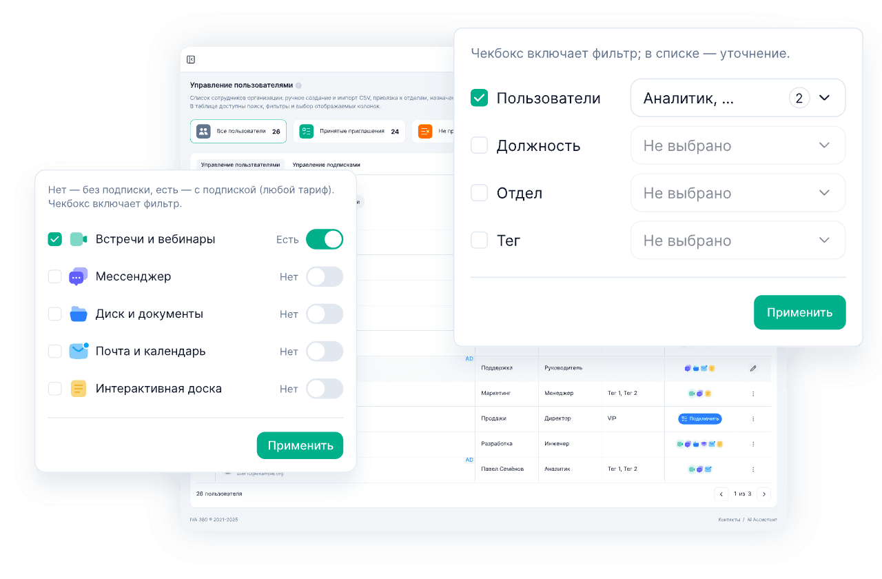Пользовательское администрирование IVA 360
